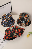 Orange Halloween Pumpkin Ghost Print Bucket Hat