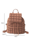 Coffee Solid Flapped Quilted Puffer Backpack