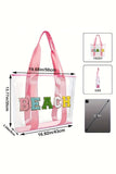 Pink BEACH Chenille Patched Large Clear PVC Shoulder Bag