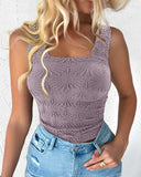 Floral Jacquard Thick Strap Tank Top