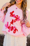 Pink Hugs and Kisses Pop Up Embroidered Raglan Sleeve Sweatshirt