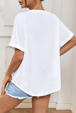 White Sequined Bow Patched Short Sleeve Top