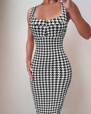 V Neck Sleeveless Rhinestone Decor Slim Fit Bodycon Dress