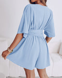 V Neck Half Sleeve Tied Detail Romper