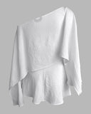 3 Pieces Outfit Solid Off Shoulder Split Sleeve Convertible Crop Top and Casual Elastic Waist Skorts Set With Bandeau(Without Belt)