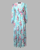 Lantern Sleeve Floral Print Maxi Dress