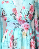 Lantern Sleeve Floral Print Maxi Dress