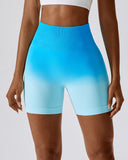 Tie Dye Print Ombre Butt Lifting Seamless Active Shorts