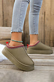 Sage Green Contrast Print Suede Plush Lined Snow Boots