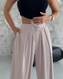 High Waist Elastic Dtrawstring Cuffed Pants Casual Loose Fit Ruched Pants
