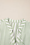 Green Stripe Bracelet Sleeve Tasseled Tied Neck Tiered Plus Size Mini Dress