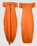Faith Print Off the Shoulder Short Sleeve Elegant Maxi Dress with Pocket