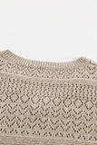 Brown Eyelet Pattern Detail V Neck Drop Shoulder Sweater