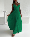 Bandeau Sleeveless Pleated Dress Elegant Flowy A Line Maxi Dress