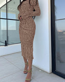 Off Shoulder Long Sleeve Hollow Out Knit Dress Casual Slim Fit Midi Sweater Dress