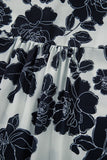 Black Floral Bubble Sleeve Casual Shirt