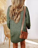 Round Neck Long Sleeve Sweater Dress Casual Loose Fit Cable Knit Pullover Mini Dress