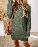 Round Neck Long Sleeve Sweater Dress Casual Loose Fit Cable Knit Pullover Mini Dress