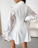 Ruched Eyelet Embroidery Shirt Dress