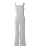 Buttoned Pocket Design Wide Leg Suspender Jumpsuit