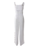 Buttoned Pocket Design Wide Leg Suspender Jumpsuit