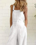 Buttoned Pocket Design Wide Leg Suspender Jumpsuit