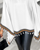 Aztec Geometric Tape Patch Batwing Sleeve Top