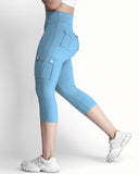 Butt Lifting Biker Capris Leggings High Waist Flap Pocket Workout Capris Gym Pants