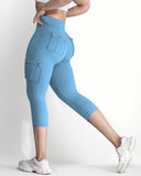 Butt Lifting Biker Capris Leggings High Waist Flap Pocket Workout Capris Gym Pants