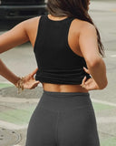 V Neck Sleeveless Knit Tank Casual High Strechy Slim Fit Top