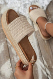 Beige Boho Woven Non-slip Wedge Slippers