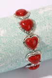 Fiery Red Western Heart Decor Alloy Bracelet