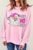 Pink Santa Claus HO HO HO Christmas Graphic Sweatshirt