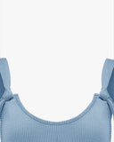 Ribbed Round Neck Sleeveless Romper Casual Wide Leg Short Jumpsuit with Pockets