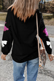 Black Sequined Bunny Bow Easter Fashion Corded Sweatshirt