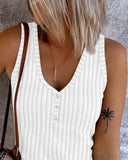 V Neck Sleeveless Ribbed Tank Top