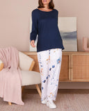 Floral Print High Waist Wide Leg Pants Casual Waist Lace Up Linen Pants with Pockets
