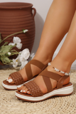 Chestnut Woven Elastic Criss Cross Slope Sandals