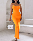 Spaghetti Strap U Neck Casual Maxi Dresses Slim Fit Cami Dress Party Club Bodycon Dress