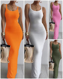 Spaghetti Strap U Neck Casual Maxi Dresses Slim Fit Cami Dress Party Club Bodycon Dress