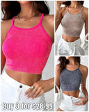 3 Pack U Neck Racer Back Crop Active Top