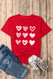 Red Diverse Heart Printed Crewneck Valentines Tee