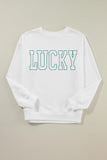 White St Patricks LUCKY Graphic Crew Neck Pullover Sweatshirt