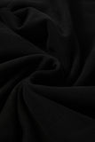 Black Solid Fleece Lined Drop Shoulder High Low Sweatshirt