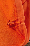 Orange Fleece Lined Half Zipper Kangaroo Pockets Loose Hoodie