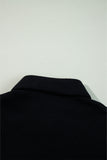 Black Solid Color Corduroy Buttoned Long Sleeve Shacket