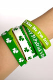 Green St Patricks Shamrock Print Silicone Bracelet