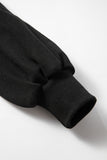 Black Solid Fleece Lined Drop Shoulder High Low Sweatshirt
