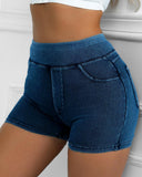 Pocket Design High Waist Denim Active Shots