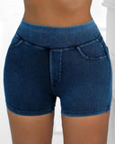 Pocket Design High Waist Denim Active Shots